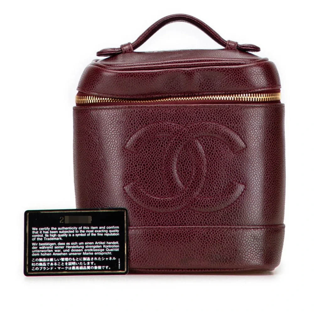 CHANEL Caviar Leather Logo Vanity Bag